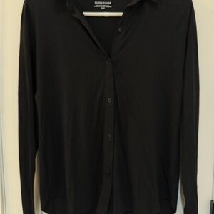 Eileen Fisher Black Button-Up long sleeve Shirt